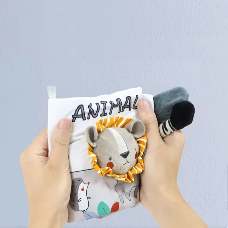 كتب الأطفال الناعمة الكرتون الحيوان ذيل القماش الكتب ثلاثية الأبعاد اللمس يشعر عالية التباين القماش كتاب لعبة للأطفال هدايا لعب للتعلم المبكر