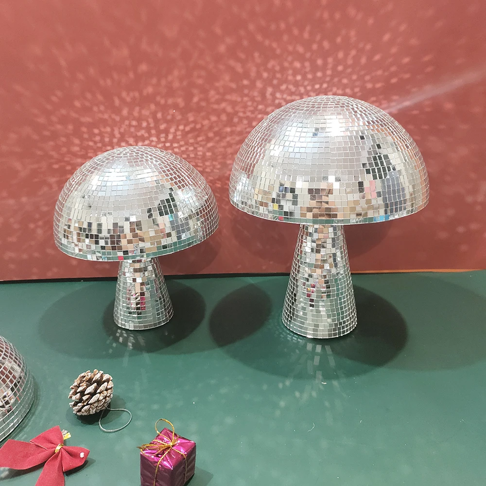 Disco Mushrooms Wedding Decoration Disco Ball Christmas Decoration Mirror Ball Retro Reflective Mushroom Shape Home Decorations