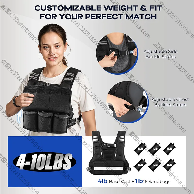 Suitable for U-shaped Adjustable Fitness Weight Vest 5kgRunning TrainingSpecial SandbagInvisible ReflectiveWeighted Sandcoat10kg