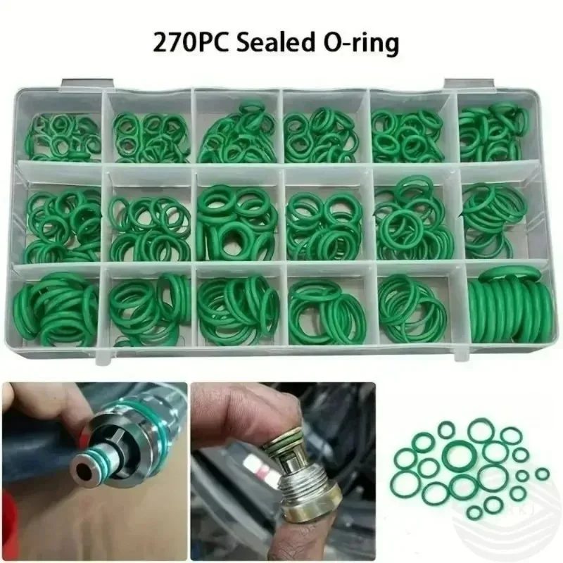 Hochwertige 270-teilige O-Ring-Set, ölbeständig, säure- und alkalibeständig, O-Ring-Set, Werkzeug, O-Ring, grüne Fluorkautschuk-Gummi-Dichtung