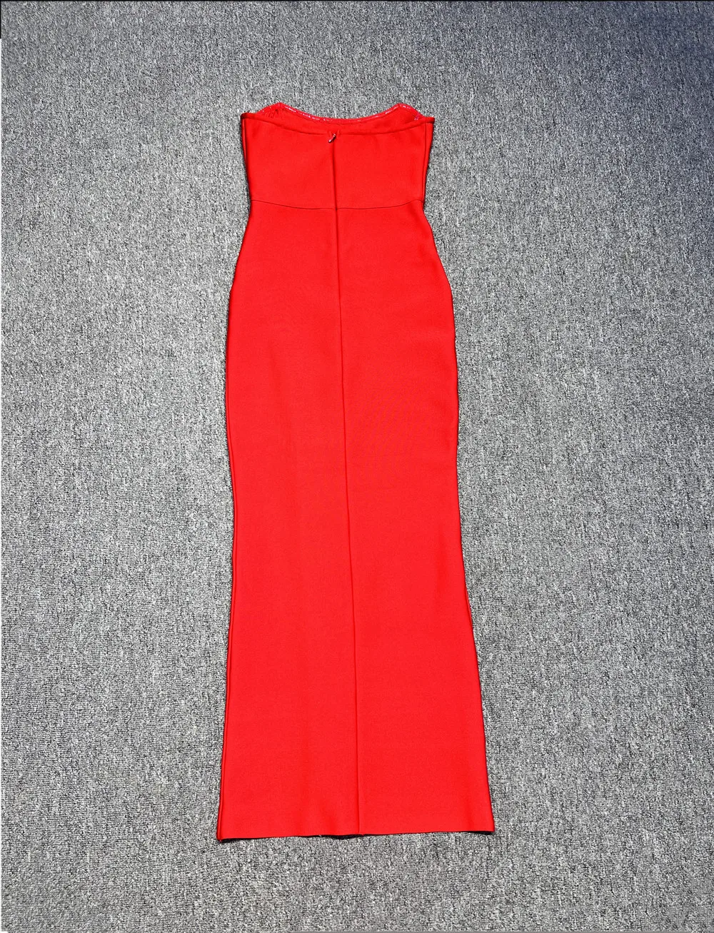 GORAFASHION Heavy industry Fishbone Hot Drill Wipe Breast Waist Stitching Wrap Hip Long Skirt Slit Bandage Dress