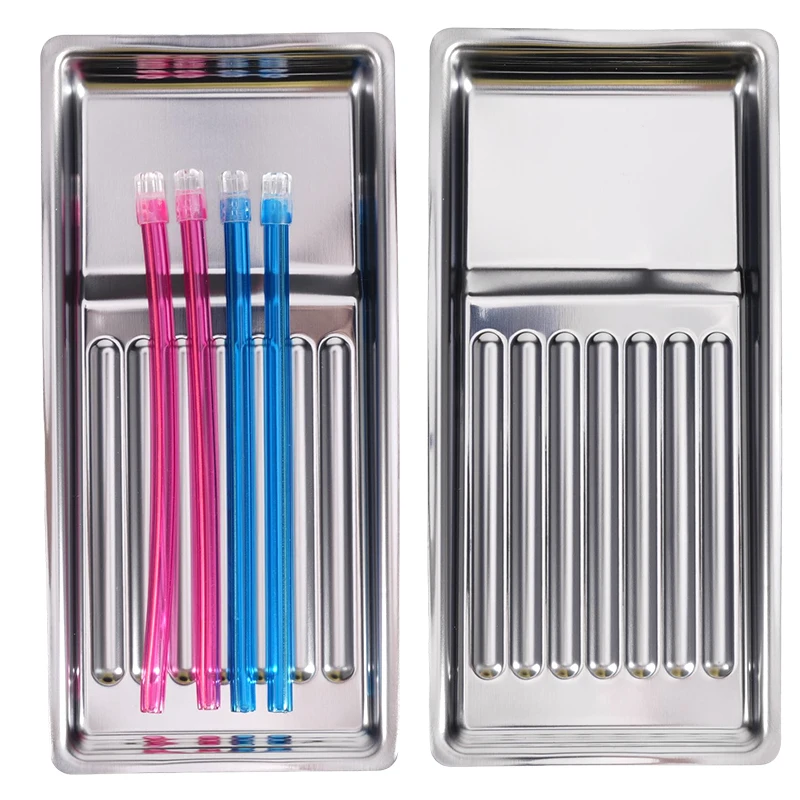1pc Silver Rectangular Stainless Steel Tray Dental Nail Tool Disinfection Tray Thickened 304 Stainless Steel Oral Alcohol Tool