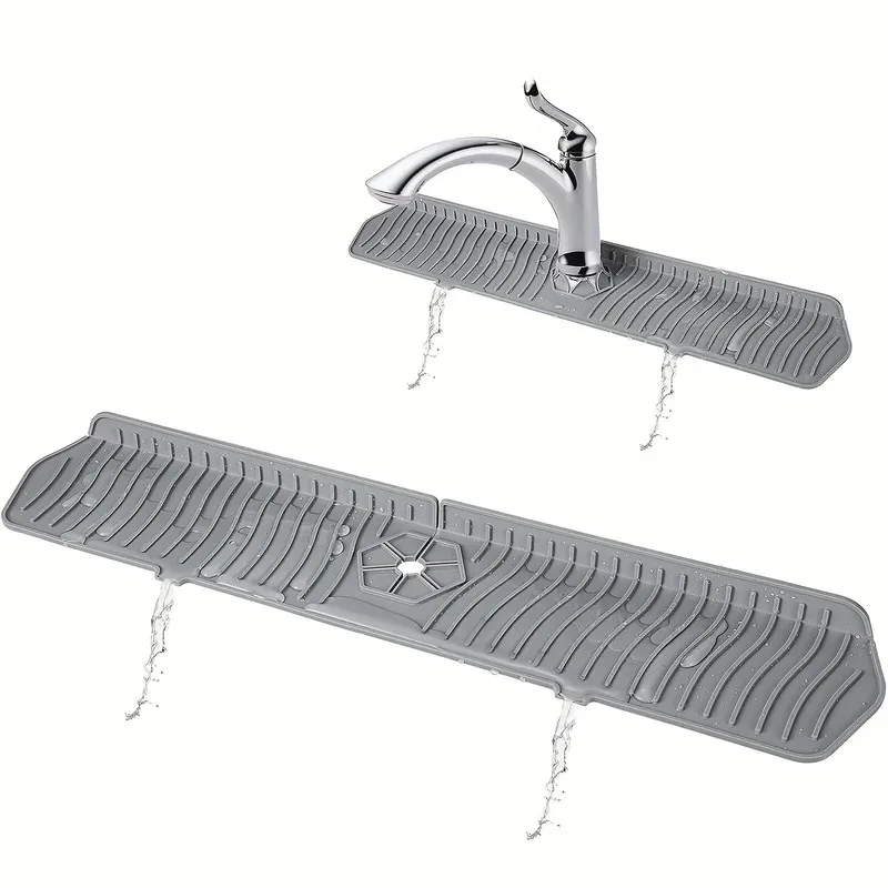 Split Silicone Kitchen Sink Faucet Mat Splash Guard Absorbent Non-Slip Washable Countertop Protector Kitchen Gadgets
