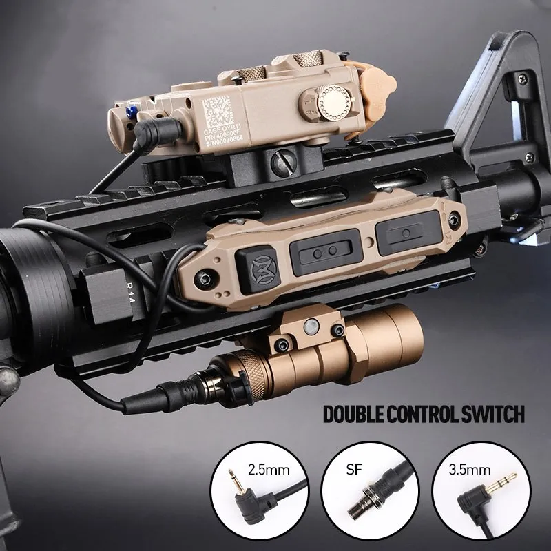 Interruptor táctico de doble función Airsoft para Surefir M300 M600, botón de enchufe, Control remoto, apto para riel de 20mm, MLOK, KEYMOD, DBAL,