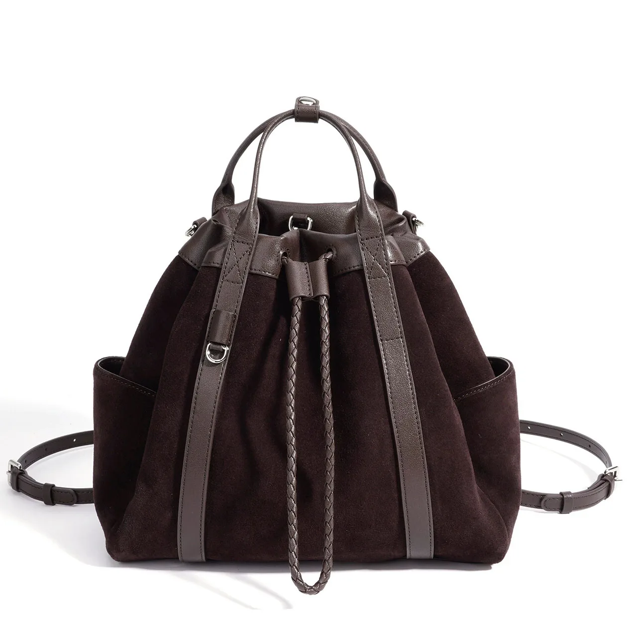 Vintage Genuine Leather Backpack Woman Multi-functional Suede and Cow Leather Tote Bags Casual Daily Ladies Travel Shoulder Bag