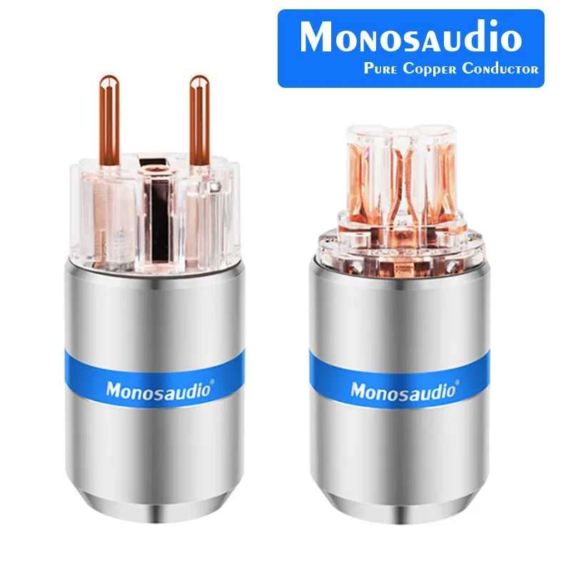 Monosaudio EU Schuko Netzstecker 99,998% Reines Kupfer 24K Gold/Rhodinierung IEC Stecker HIFI DIY Kabel – Detail 6