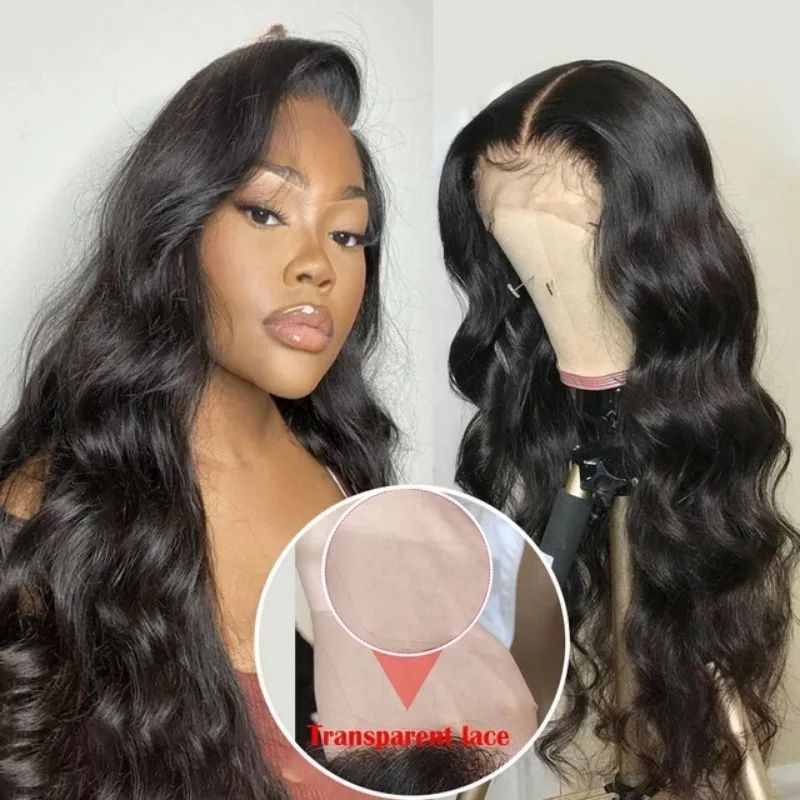 13x4 Body Wave Lace Front Wig Brazilian Remy Human Hair Bob 250% Water Wave HD Transparent Lace Frontal Wig For Women Preplucked