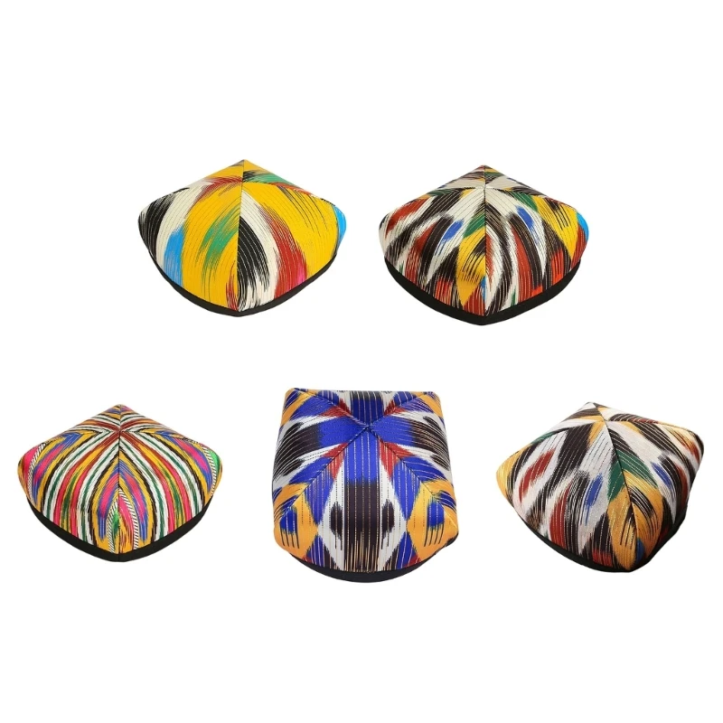 31BB Fashion Four Corner Fabric Hat with Artistic Patterned Look, Textile Detail for Casual Gatherings and Travel Wear