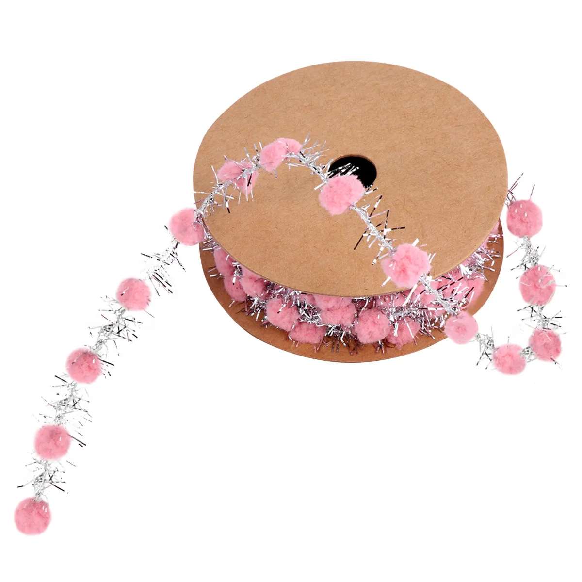 Sparkling Pom Poms Glitter Ribbon Christmas Tree Decoration Ribbon DIY Crafts Gift Wrapping Balloon Bouquet Party Decoration