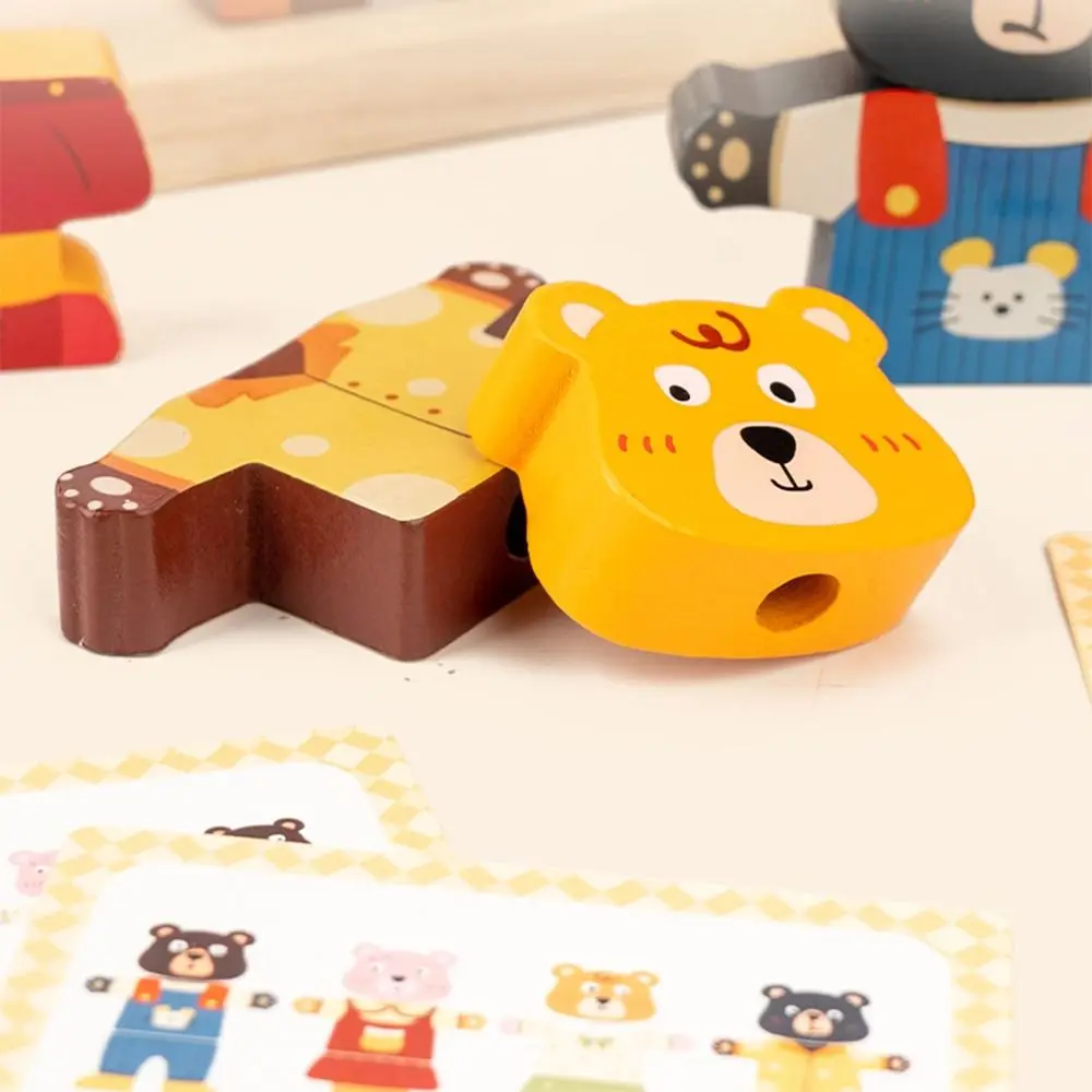 Creative Children's Color Sorting Colorful Bear Shaped Montessori Educational Dress Up Block Shape Matching