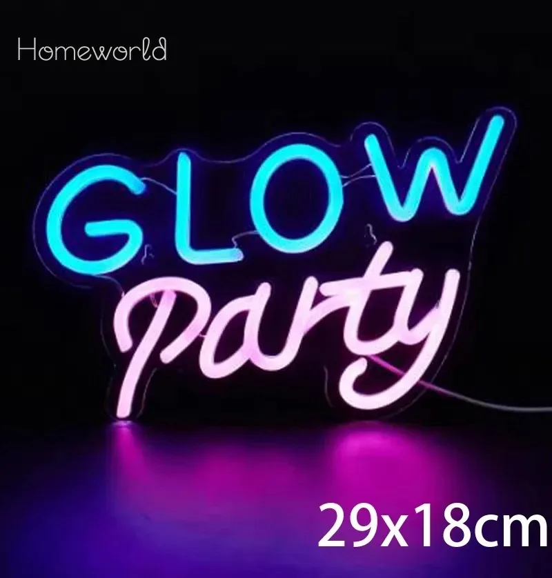 

Glow Party Neon Sign for Wall Decor Neon Lights for Bedroom USB Powered Lights Up Sign for Girls Kid’s Bedroom Living Room