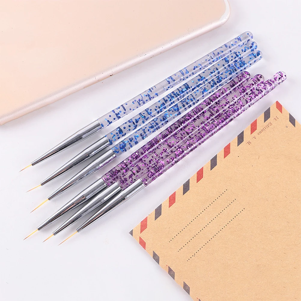 

12 Pcs Nail Art Brushes Striping Liner Dotting Painting Pens Fiber Metal Polish Tools Home Salon Design