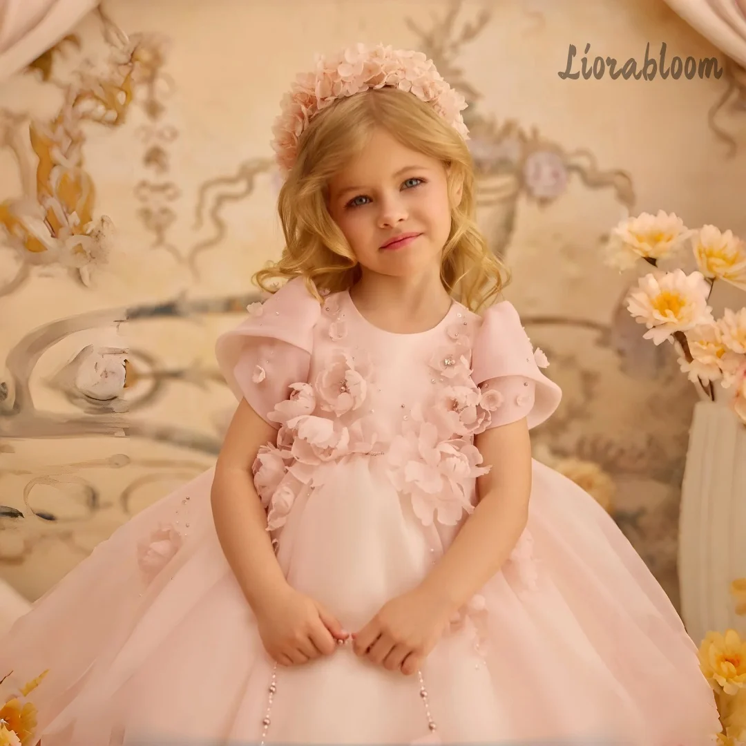 Vestido de Princesa Personalizado para Niñas, con Falda Larga, Traje Formal para Niña de las Flores, Atuendo para Fiesta de Bodas, Vestido de Novia