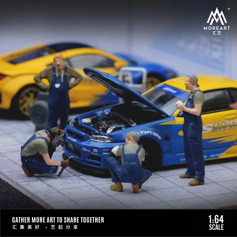 Time Micro: Mais Arte 1:64 GTR Reparadores em Figuras de Resina Vermelho/Negro/Gulf para Modelo de Carro Esportivo Coleção, Exibição e Presente