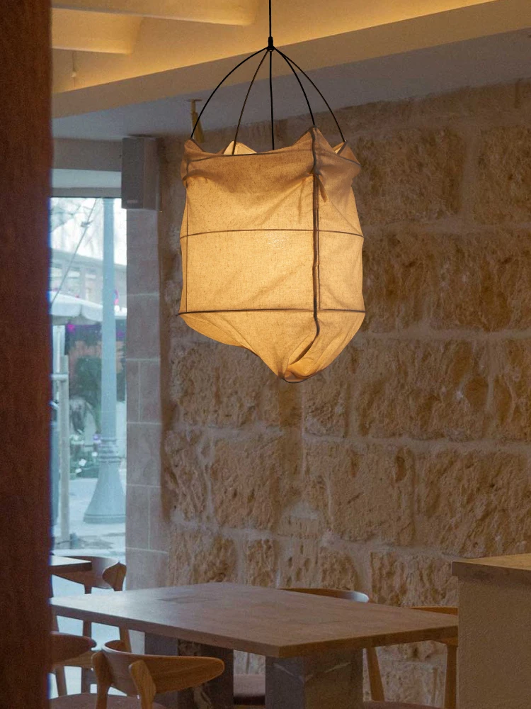 Wabi Sabi Wind Linen Lantern Homestay Hotpot Restaurant Designer Industrial Style Japanese New