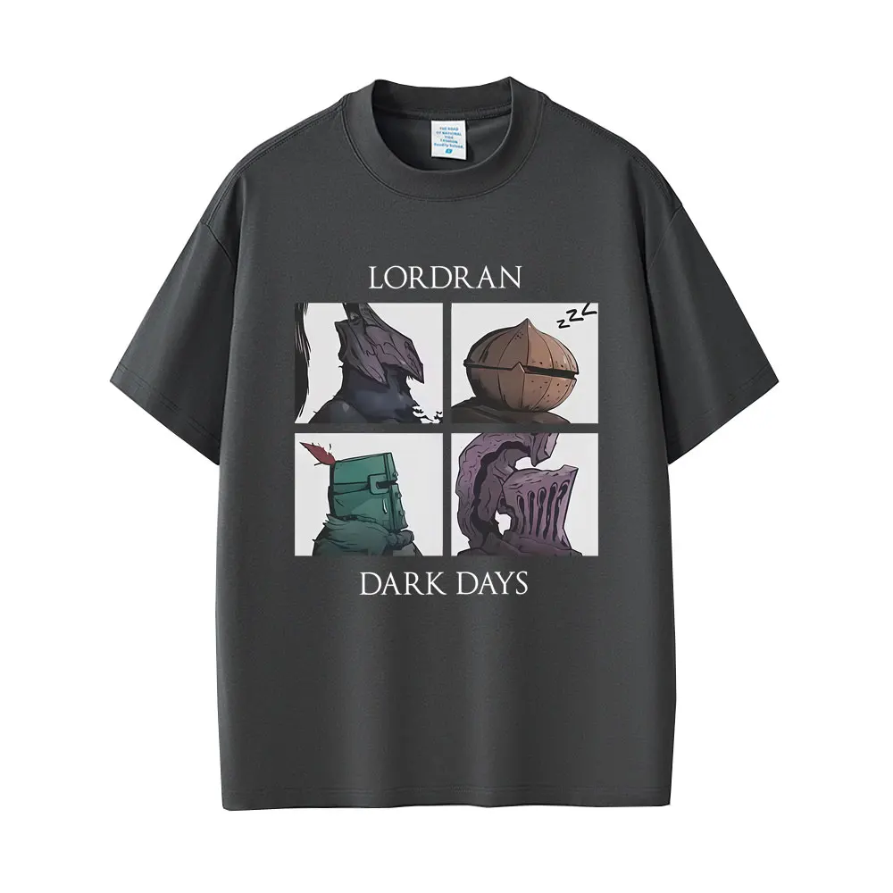 Game Dark Souls Praise The Sun Lordran Dark Days Graphic T Shirt Men Vintage Gothic Rock T-shirt Men's Cotton Crewneck T-shirts