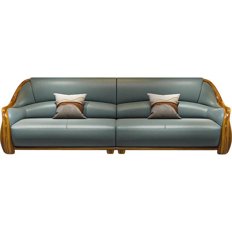 

Sofa combination living room solid wood leather sofa top layer cowhide furniture
