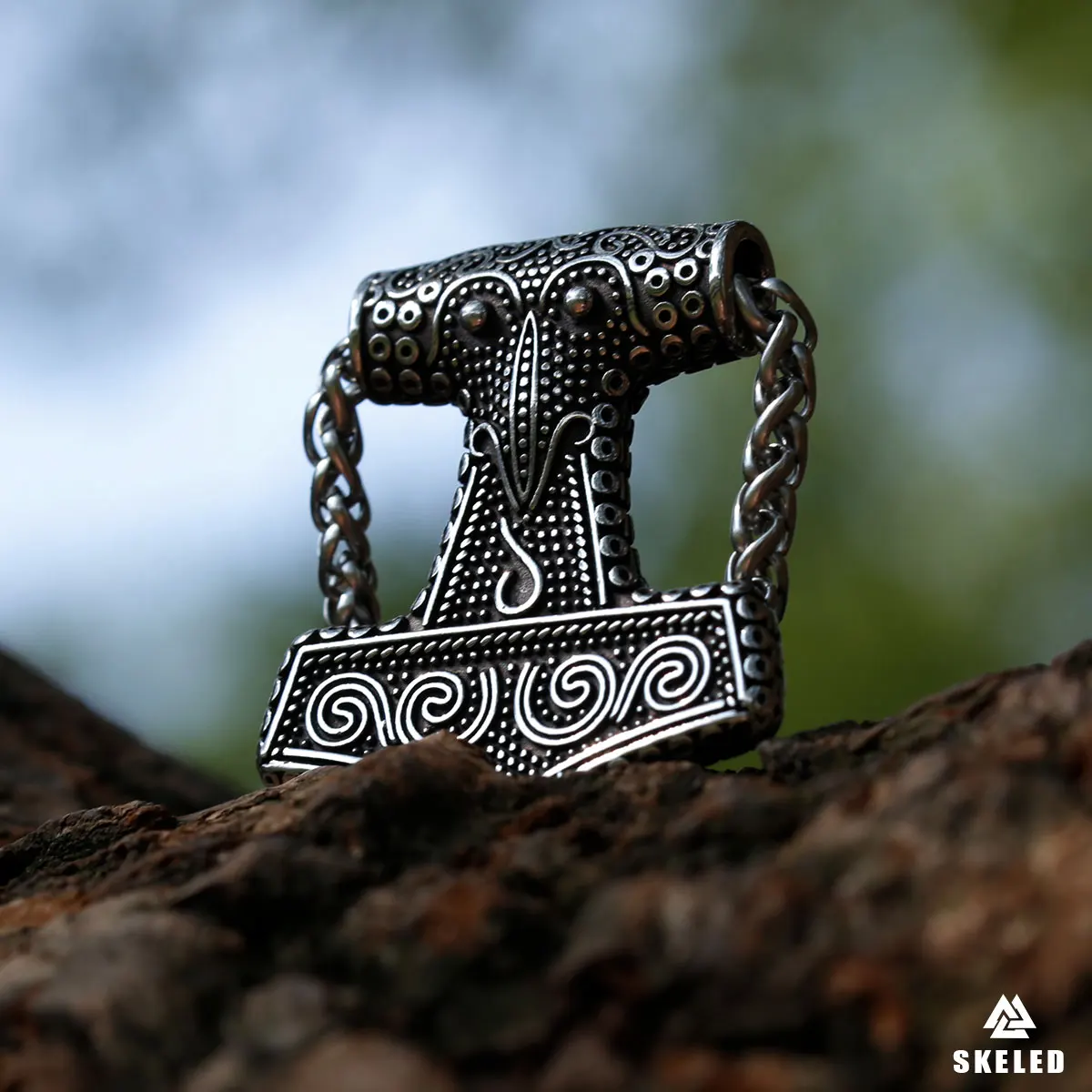 Stainless Steel Viking Symbol Hammer Vintage Punk Raven Men\'s Pendant Hip Hop Party Trend Jewelry Gifts