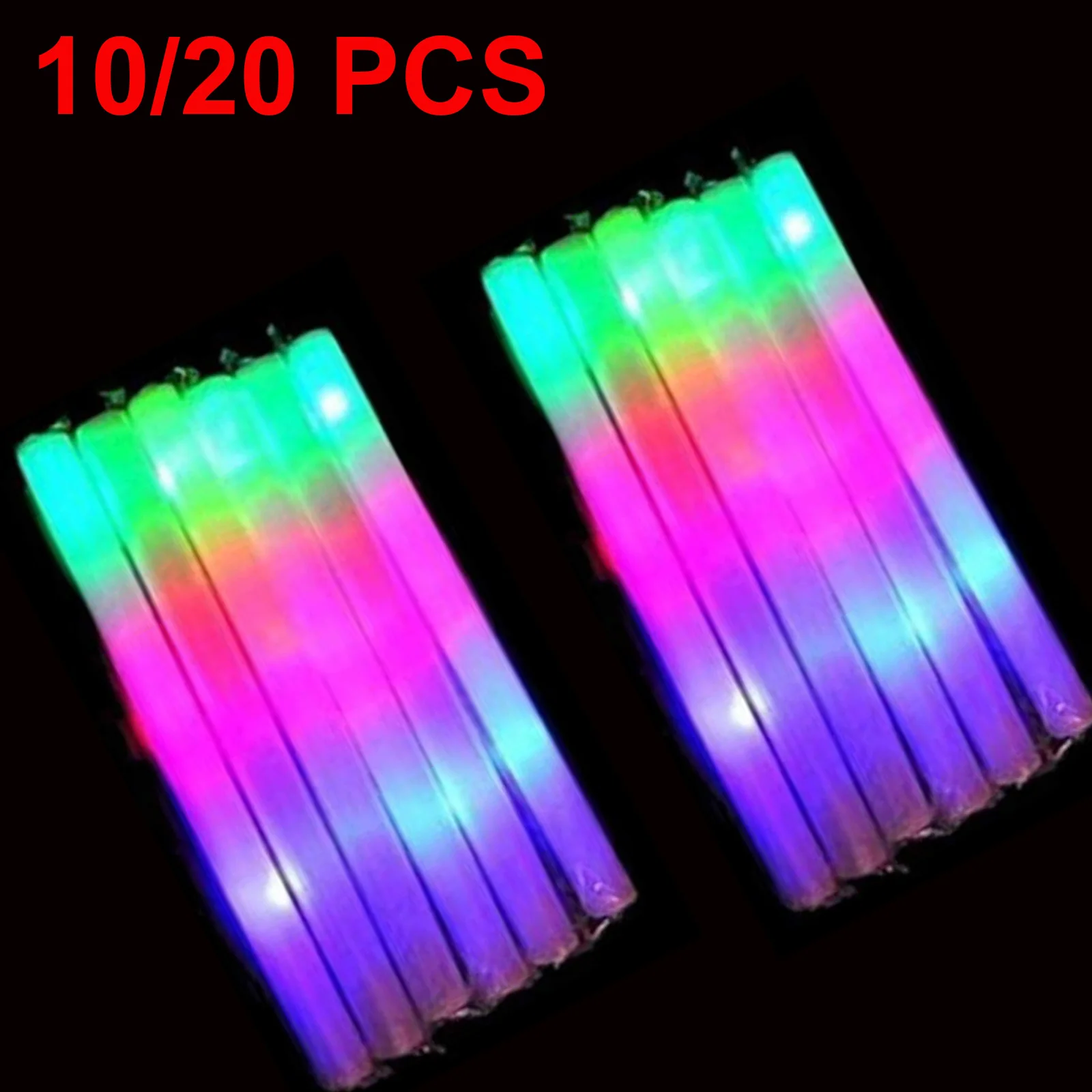 แท่งไฟ LED หลากสี RGB แบบโฟม สำหรับเชียร์ งานปาร์ตี้ งานแต่งงาน งานคริสต์มาส จำนวน 10 ชิ้น