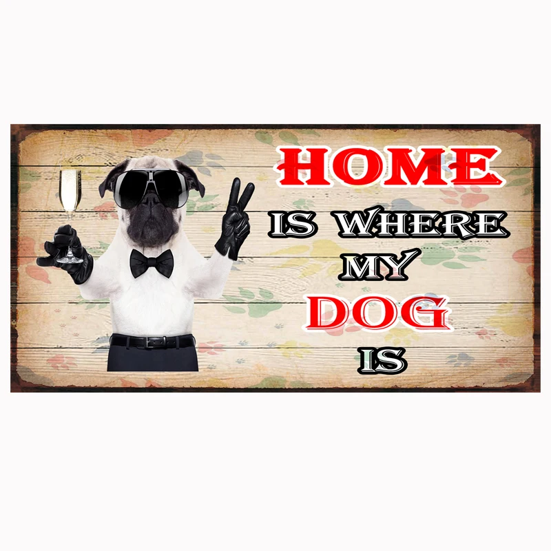 Pet Dog Home Decoration Metal Tin Sign Pit Bull Labrador Retriever Pug Plaques Wall Decor Home Decoration Plate 6x12 Inch C-614