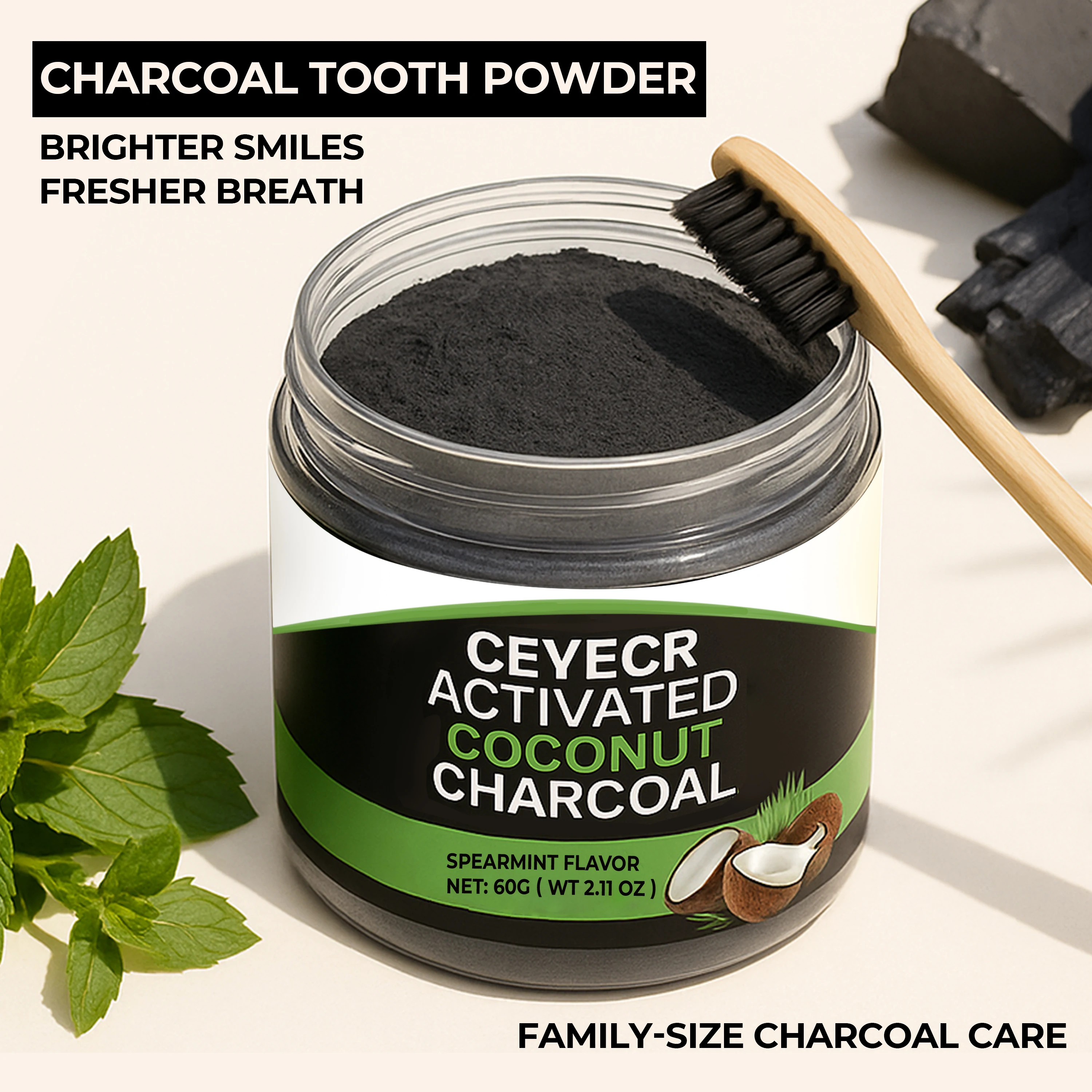 

Activated coconut Charcoal Tooth Whitening Powder-Natural Whitening and Deep Cleaning for Men and Women, Fresh Breath Daily