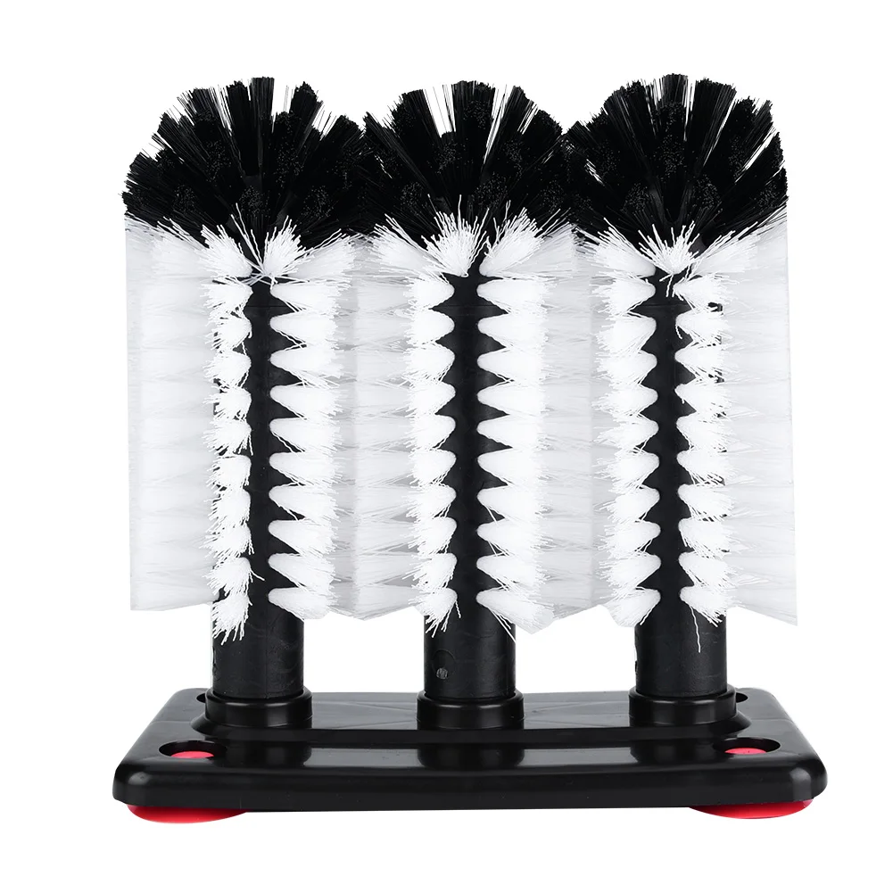 3 Brush Cup Base Cup Brush Glass Cup Brush Sink Cup Brush 3 Brushes  Glass Cups Washer for Sink with Suction Cup Base
