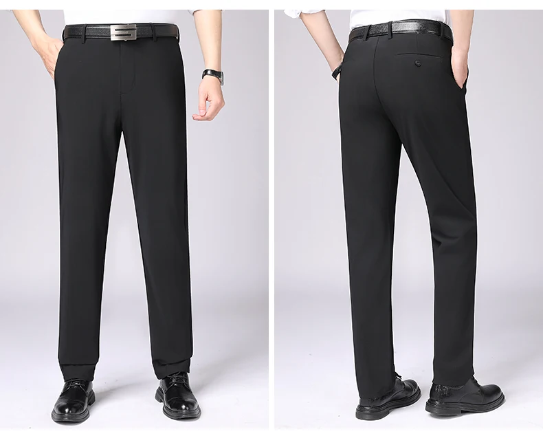 Sommer Herren Elastische Gerade Hosen Frühling Herbst Business Casual Lange Anzughosen Herren Formelle Hosen Einfarbige Anzughosen – Detail 8