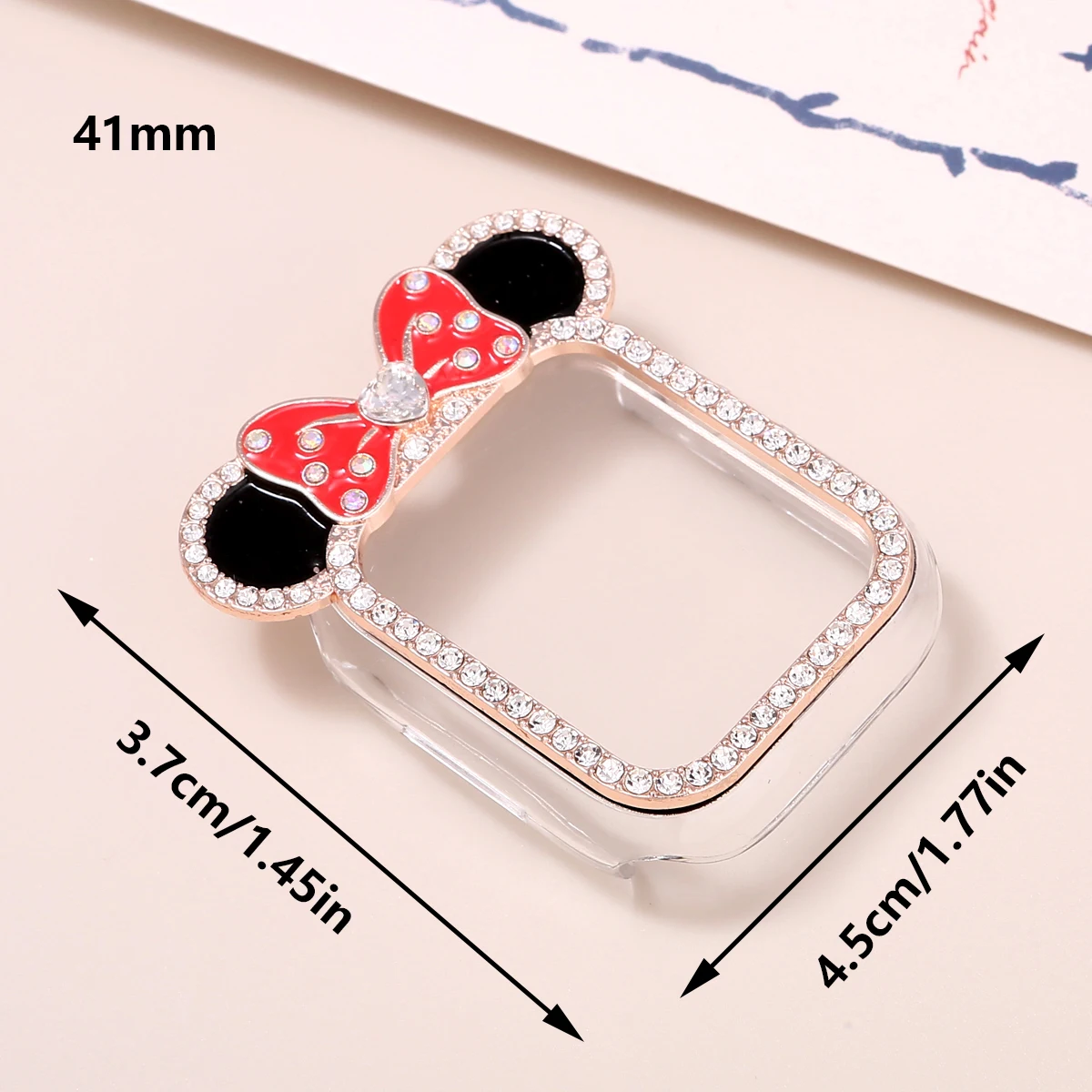 Protective Case for Apple Watch series 9 8 7 Rhinestone Women Fashion Cute Cartoon Animals Frame Cover iWatch Series 41mm 45mm