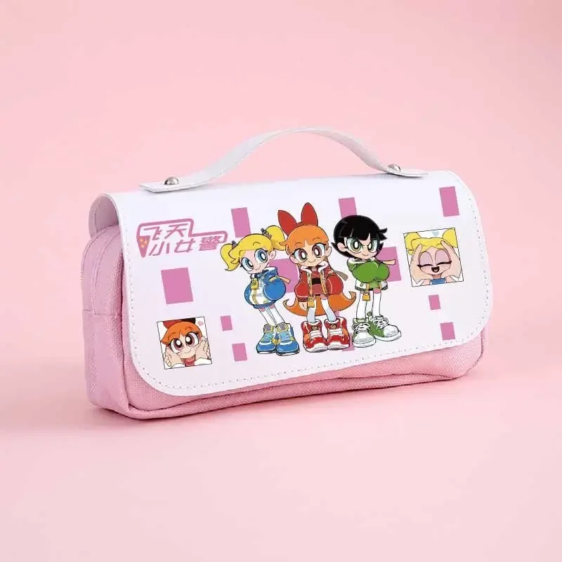 Anime Peripherals The Powerpuff Girls Cartoon Pen Bag Stationery Box Cute High-Capacity Student Stationery Box Children's Gifts