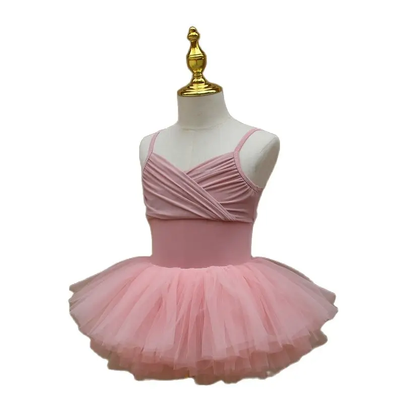 2024 Sling Ballet Bodysuit Ballet Leotard Tutu Fluffy Skirt For Children Dance Grading Test Performance Dress Gymnastics