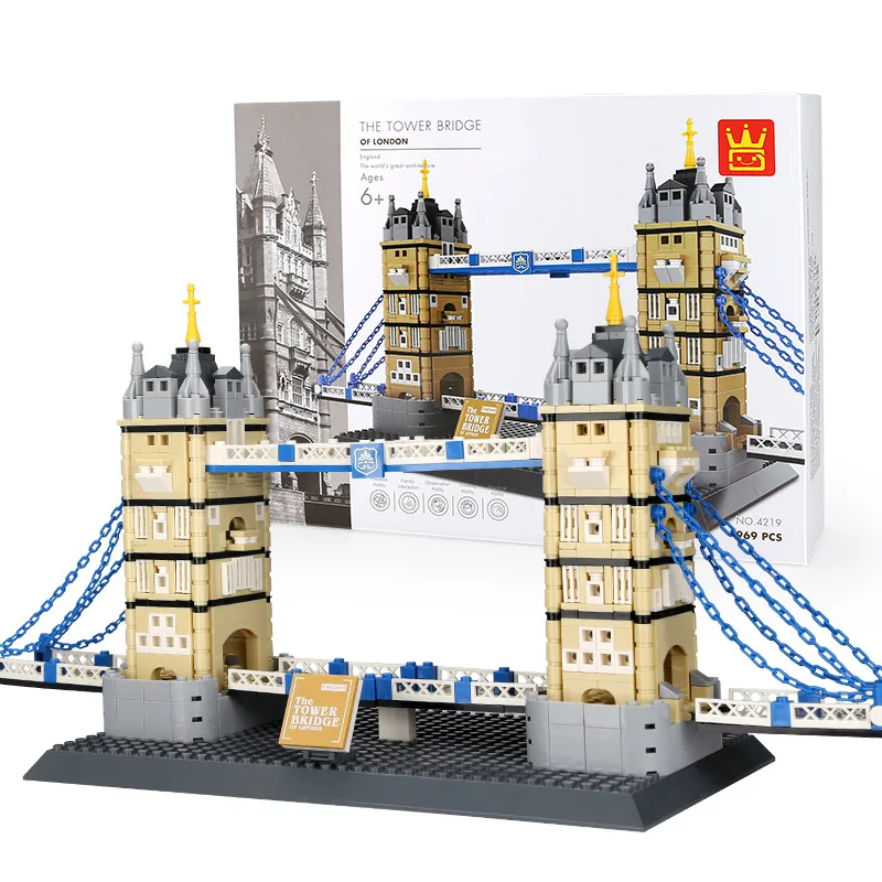 Wange BlOCKS World Architecture Series 969pcs London Bridge Model Building Bricks Toy For Children Funny Kids Gifts 4219