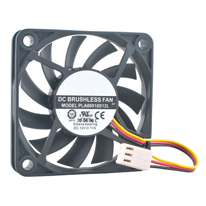 (2pcs) PLA06010S12L 6cm Quiet Cooling Fan 60mm X 10mm DC12V 0.11A 3-Pin RPM Monitoring CPU Chassis Fan for Desktop Computers