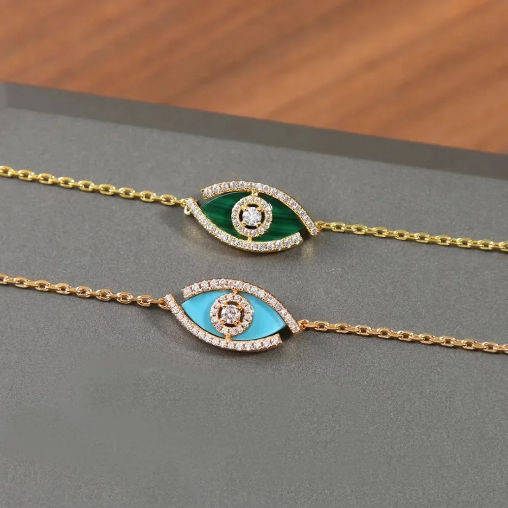 Cmon Kstar Original Design New Fashion Blue Evil Eye Bracelet Women's Gold Silver Adjustable Lucky Chain Zircon Jewelry Gift