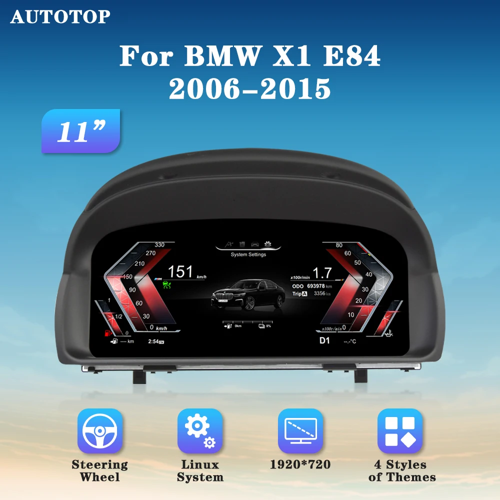 AUTOTOP 11 Linux Auto Digital Cluster Strumento Cruscotto per BMW X1 E84 2006-2015 IPS 1920*720P Schermo LCD Tachimetro Calibro