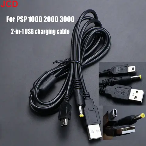 JCD 2 in 1 USB Charger For PSP 1000 2000 3000 Game Console USB Data Cable + Charger Cable Cord Game Accessory
