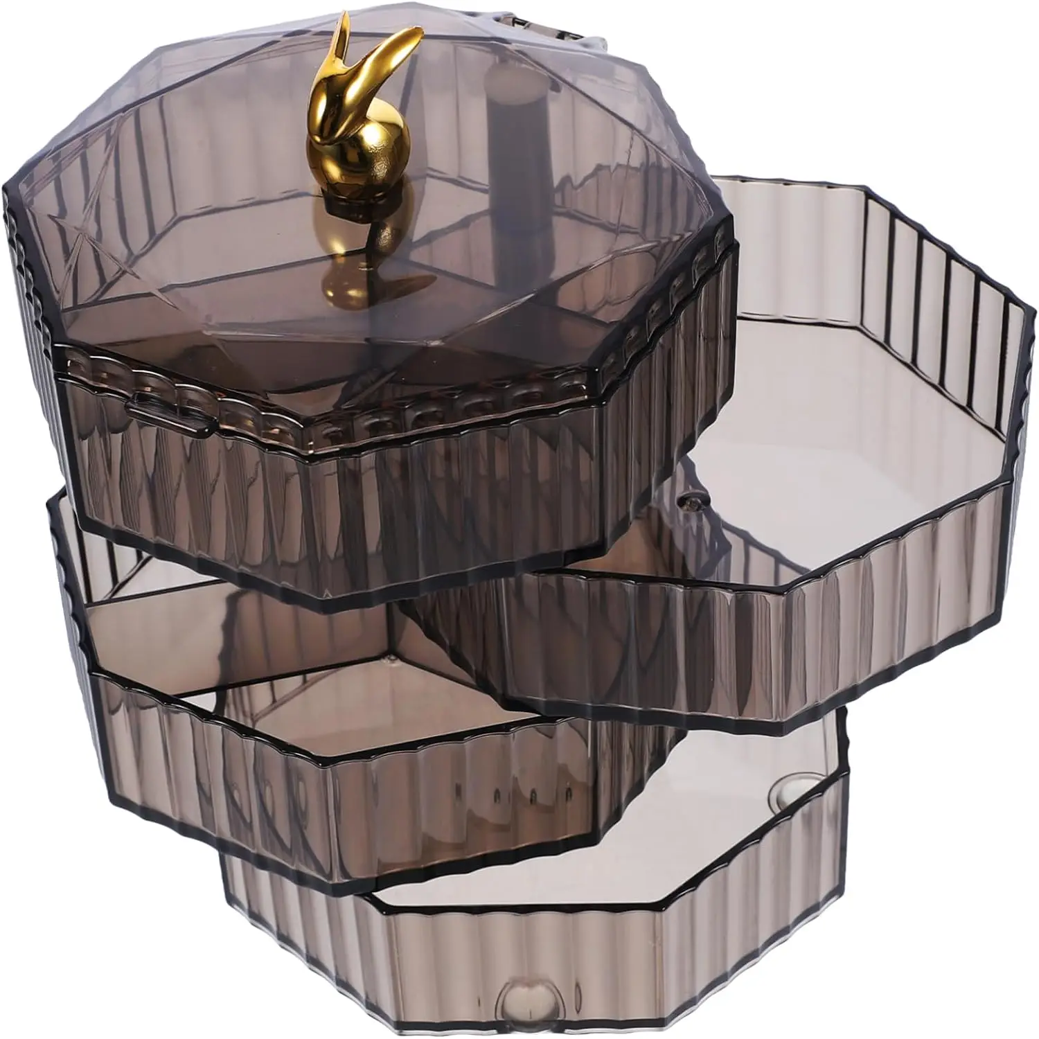 

Вращающаяся коробка для хранения ювелирных изделий, органайзер для аксессуаров для волос, органайзер для ювелирных изделий, пластиковый органайзер, держатель для коробок, стеллаж для выставки товаров с крышкой