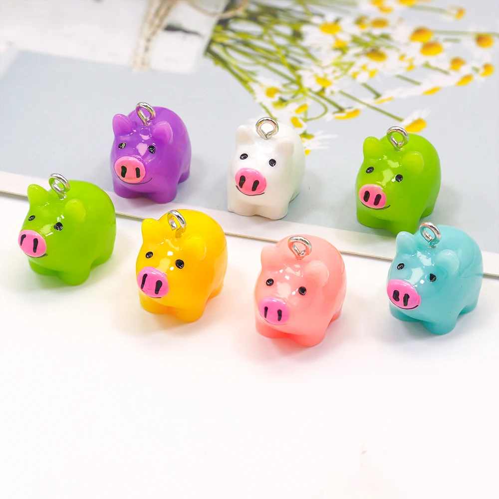 Cute Little Pig Encantos para Fazer Jóias, Brinco DIY, Pulseiras, Colares, Descobertas, Acessórios Artesanais, 10Pcs