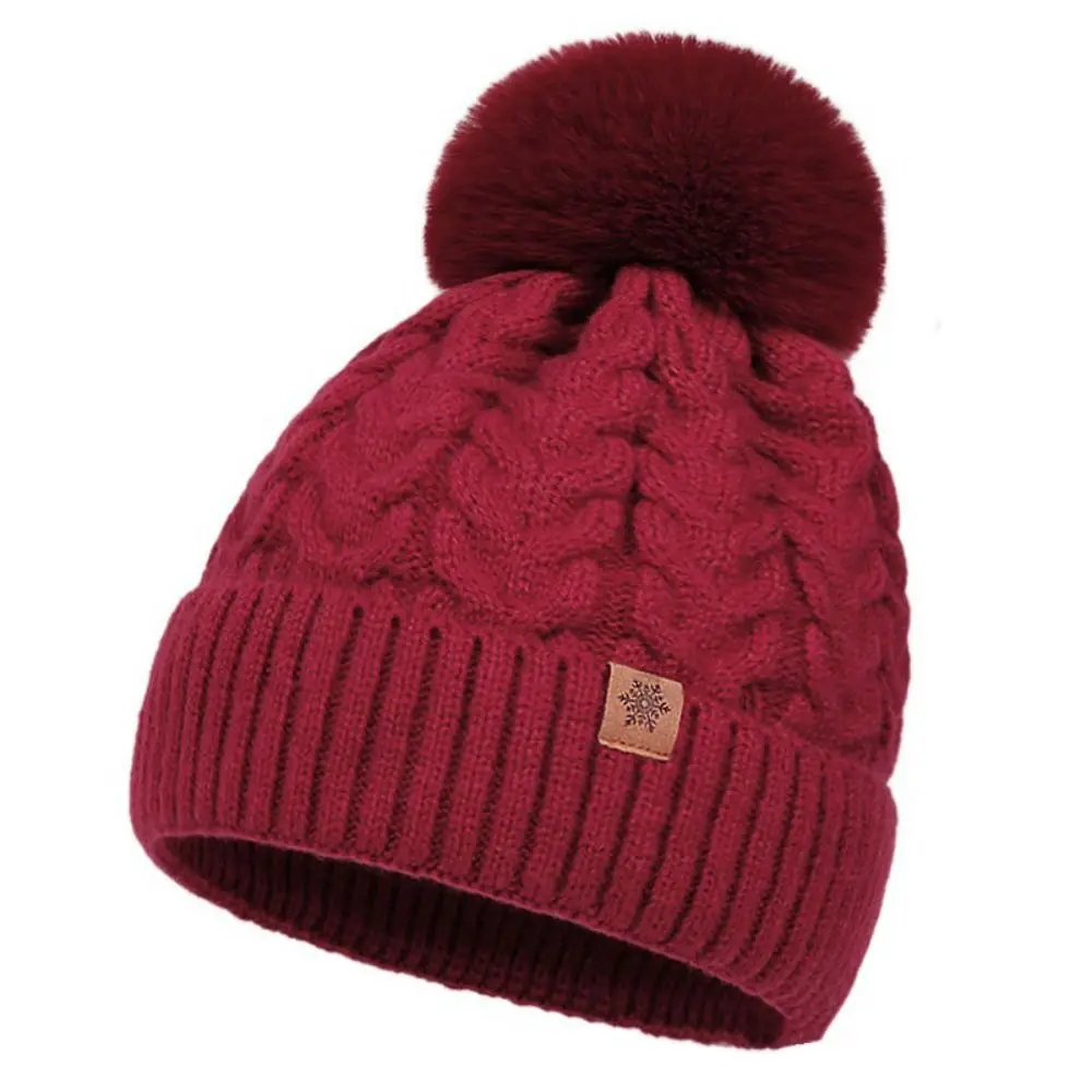 

Thickened Women Hat Scarf Gloves Set Beanie Hat Thermal Winter Knit Gloves Set Neck Protection Twist Texture Pompom Beanies Hat