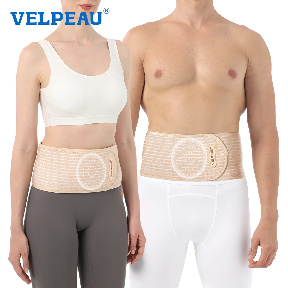 

VELPEAU Umbilical Hernia Belt for Epigastric Incisional and Belly Button Hernia, Abdominal Support Binder with 1 Compression Pad