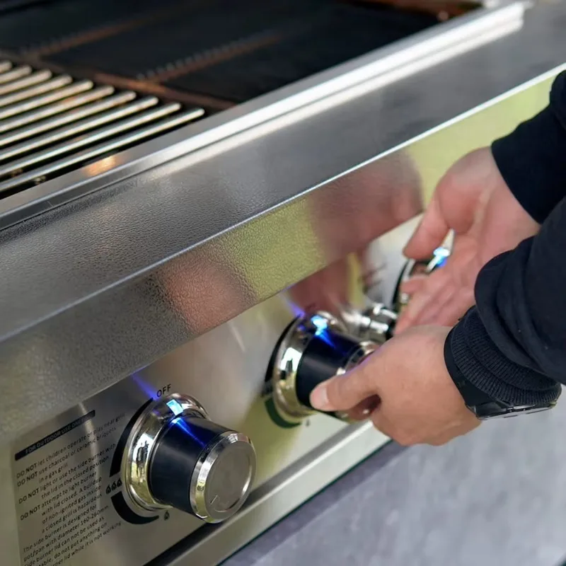 Mobile Home Outdoor Kitchen BBQ Island Sink Grill Stainless Steel 304 Chrome Plated Remote Control Flame Safety Device Easily