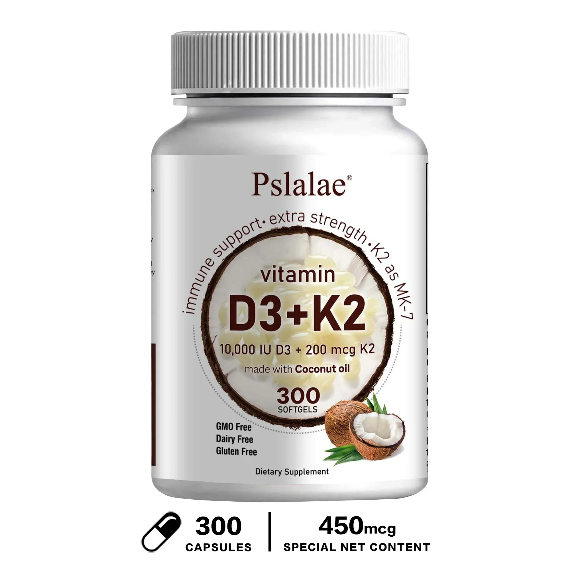 Vitamin D3 K2 Capsules - Promotes Strong Bones, Calcium Absorption, Teeth, Heart, Cardiovascular Health