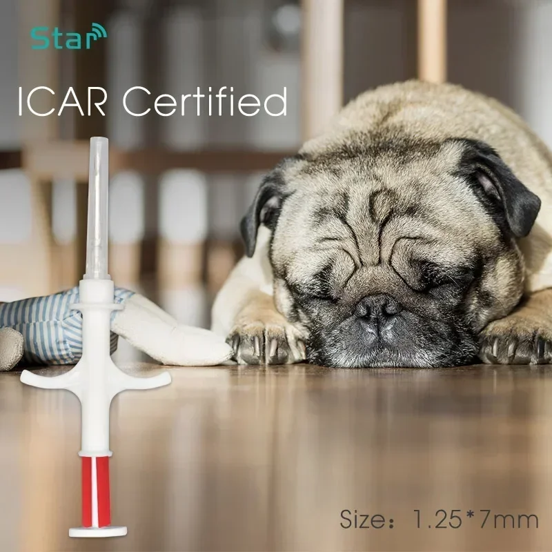 10pc Animal Tag EM4305 Microchip ICAR International Standard 134.2KHz RFID Animal Tag FDX-B Pet ID Identification Chip Syringe