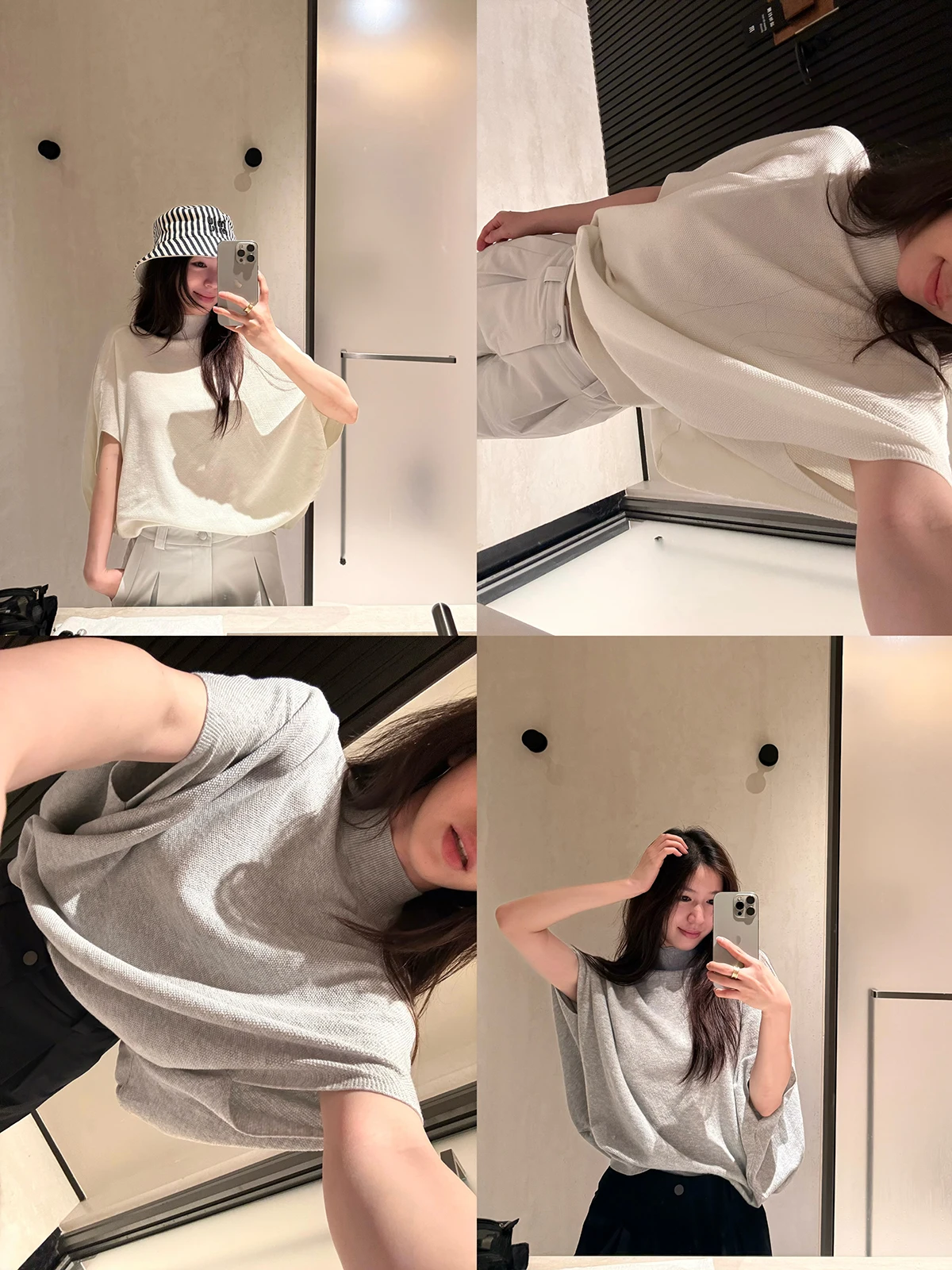 MOMENTHOME Loose Batwing Sleeve Knitted T-Shirt Lazy High Intelligence Loose Women's Summer Top Comfortable Breathable round ...
