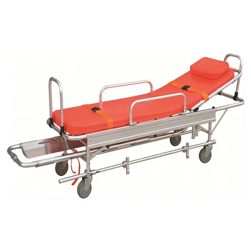 High Quality Stainless Steel Infusion Stand Get-in Car Ambulance Stretcher with Foldable Guardrail