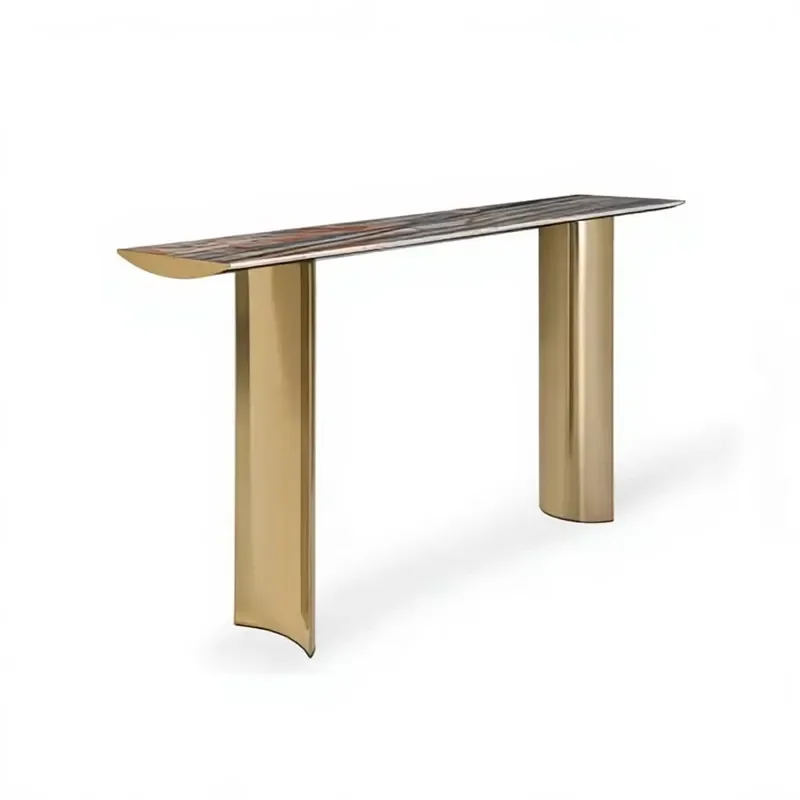 Modern Hallway Console Table Rectangular Stainless Steel Marble Dining Table for Living Room
