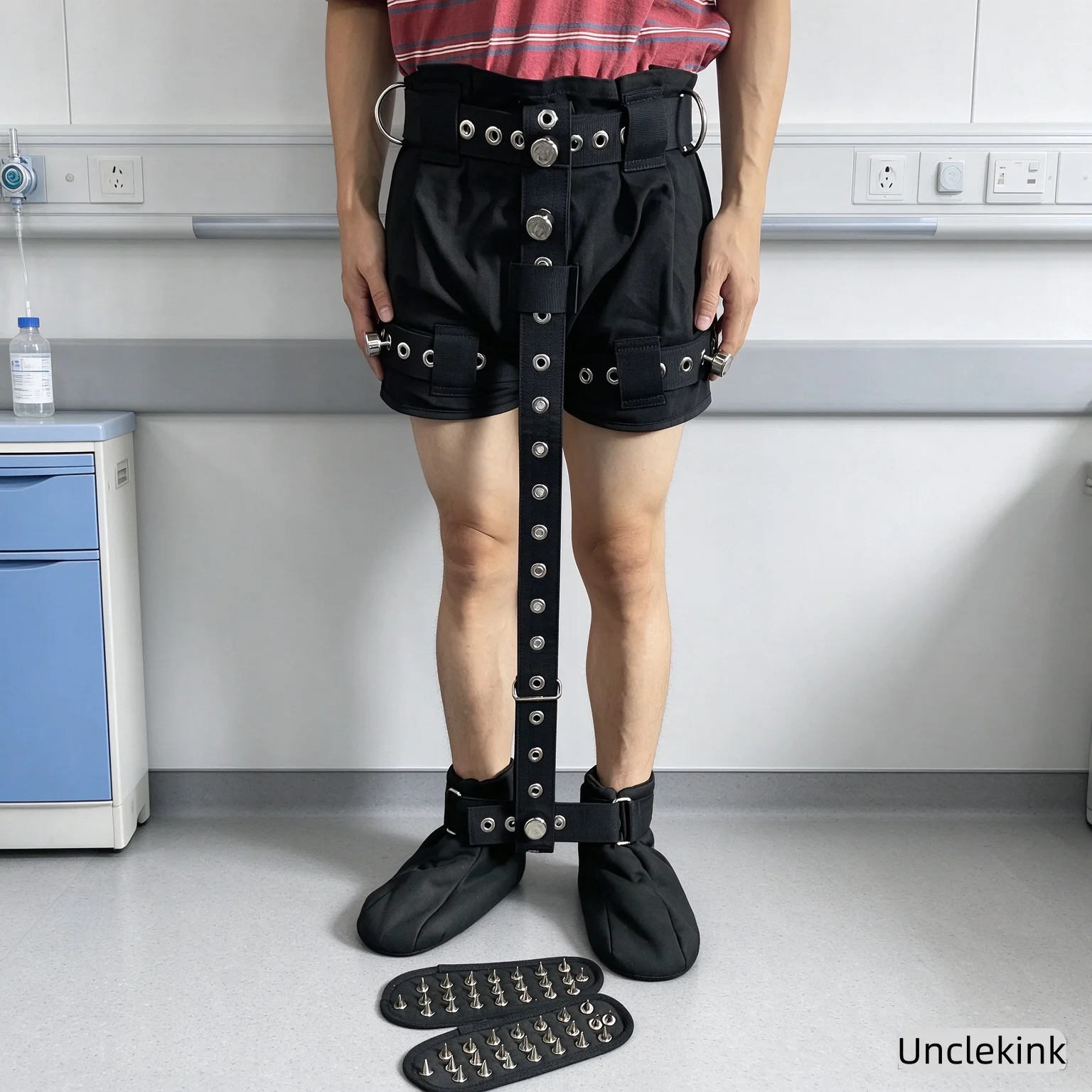 Magnetic Locking Restraint Shorts Spiked Shoes Psychiatric Patient Lower Limb Restraint System for Agitated Patients