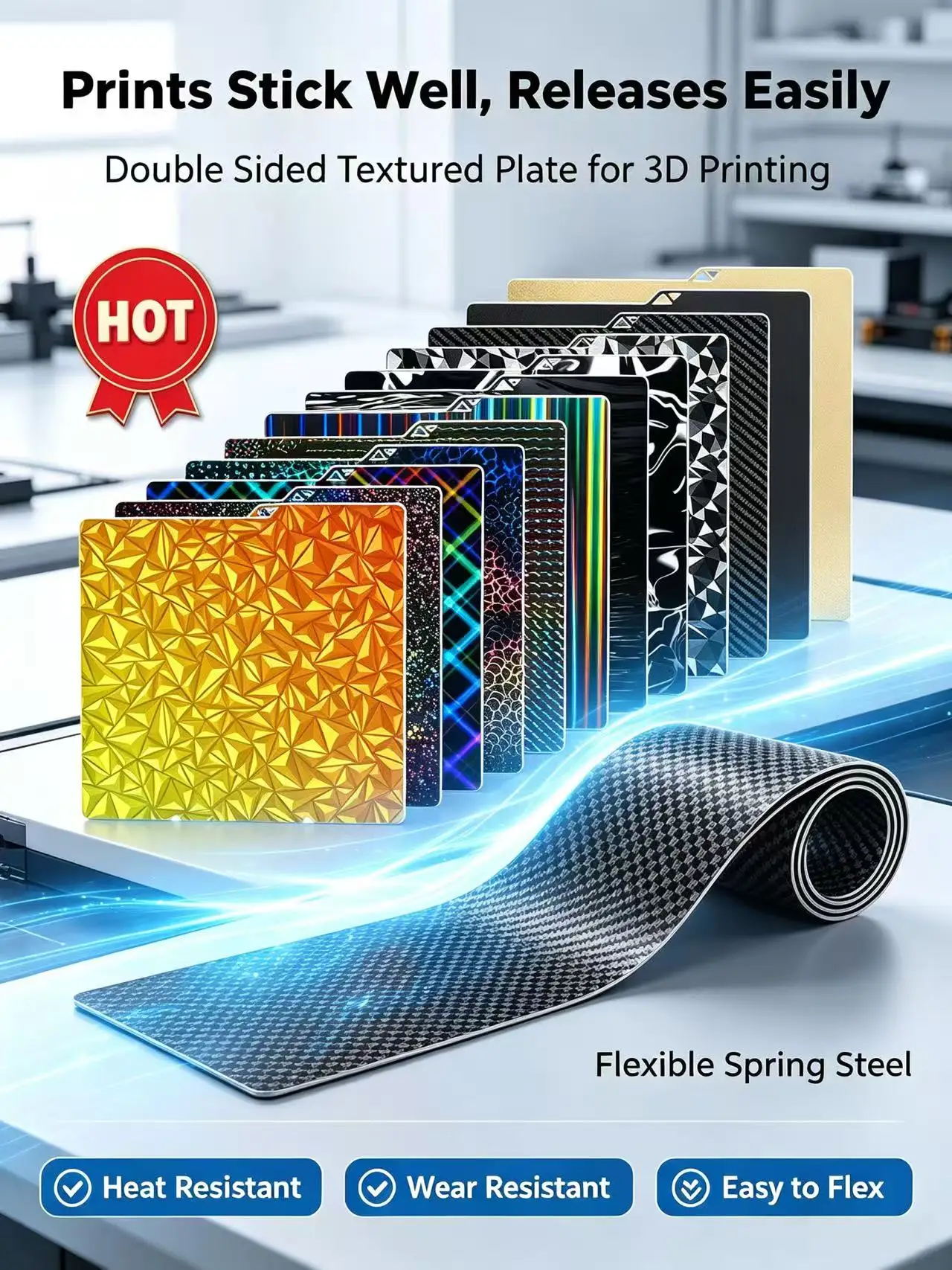 Dla Anycubic Kobra S1/X/4 264x276mm Glacier Cool Plate Mocna Adhezja Niskotemperaturowa Płyta PET PEO Gładka PEI Teksturowana Kobra 4 KX K4 — zdjęcie produktu 7