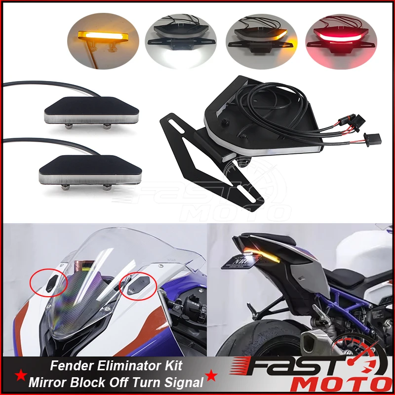 

Motorcycle LED Tail Tidy Rear Fender Eliminator License Plate Holder LED Turn Signals Light for BMW S1000RR S 1000RR 2020-2023
