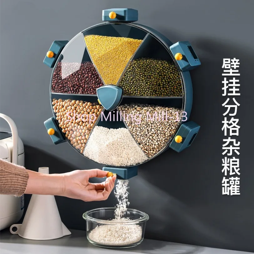 

New Degree Rotating Rice Dispenser Sealed Dry Cereal Grain Bucket Dispenser Moisture-proof Kitchen Food Container Storage Box