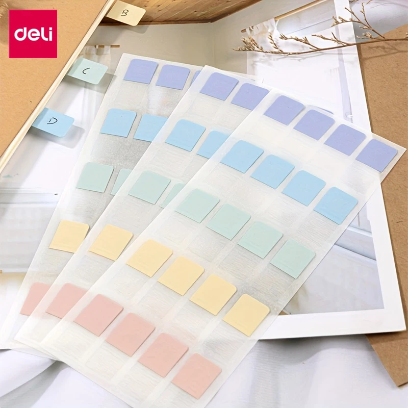 DELI Adhesive Index Tabs 50-160 Sheets Sticker Divider Set with 3 Sizes Page Markers for Notebooks Files,Office School Supplies